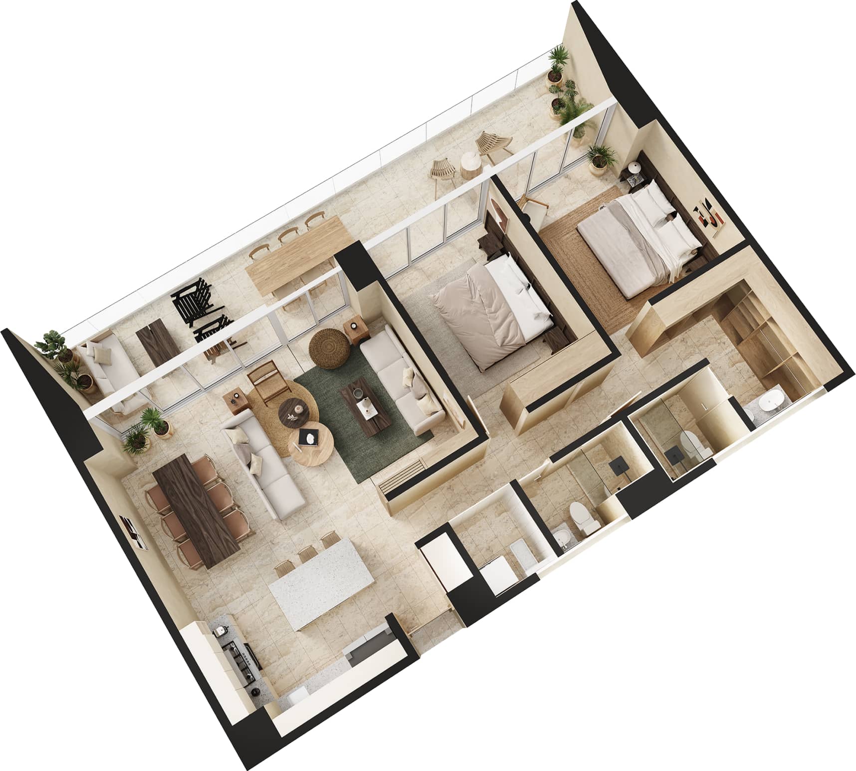 Departamento familiar <strong>con vista diagonal, al mar o al jardín</strong>